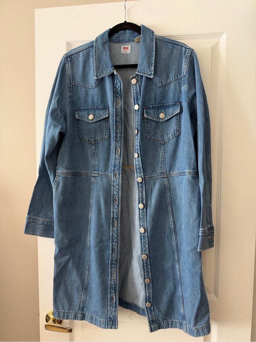 Levi's Medium Blue Denim Button-Down Longline Jacket